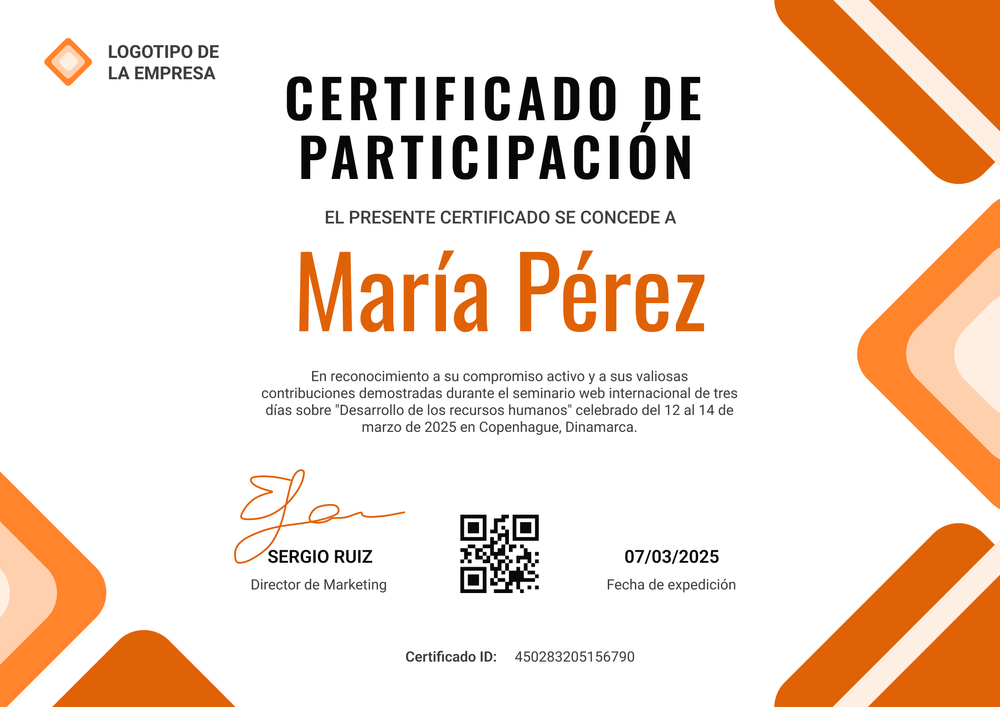 Plantilla de certificado de participación moderna e impactante – Horizontal Plantilla de certificado de participación moderna e impactante – Horizontal
