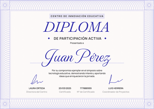 Plantilla de certificado de participación profesional – Horizontal Plantilla de certificado de participación profesional – Horizontal