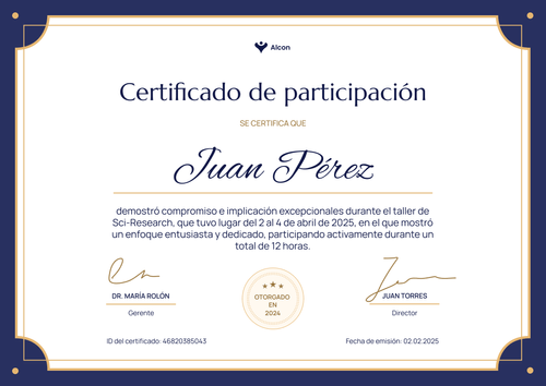 Plantilla de certificado de participación formal y tradicional – Horizontal Plantilla de certificado de participación formal y tradicional – Horizontal