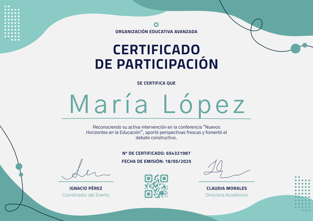 Plantilla de certificado de participación moderna y limpia – Horizontal Plantilla de certificado de participación moderna y limpia – Horizontal