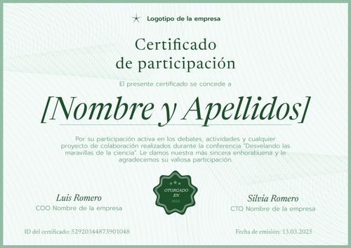 Plantilla de certificado de participación minimalista – Horizontal Plantilla de certificado de participación minimalista – Horizontal