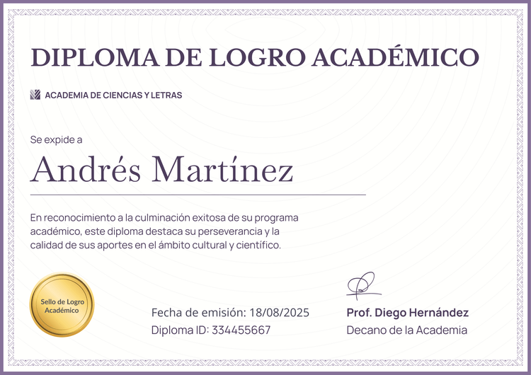 Plantilla diploma formal y simple Plantilla diploma formal y simple