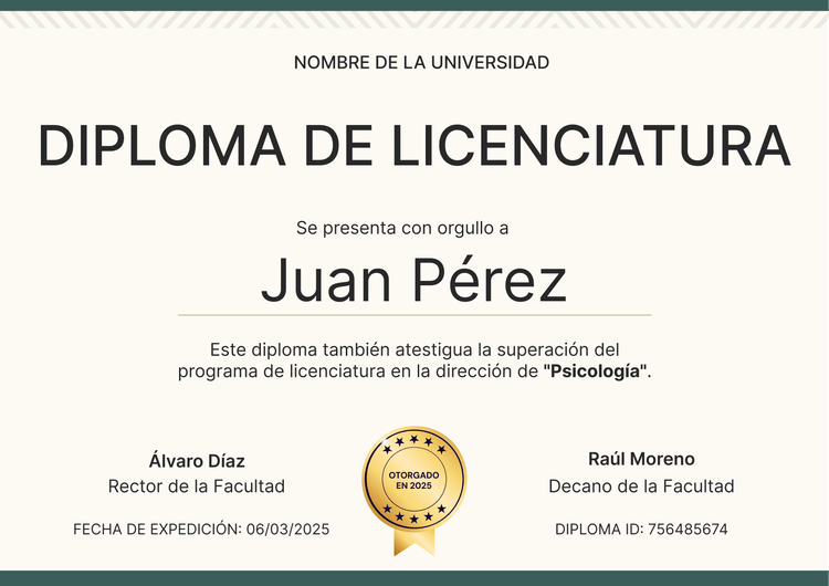 Plantilla diploma profesional y académica en verde Plantilla diploma profesional y académica en verde