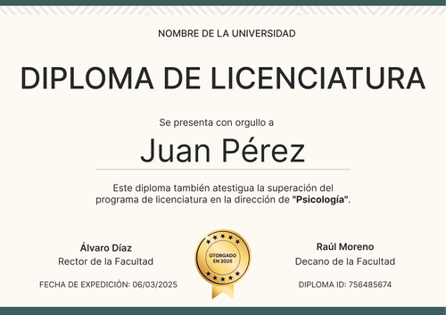 Plantilla diploma profesional y académica en verde – Horizontal Plantilla diploma profesional y académica en verde – Horizontal