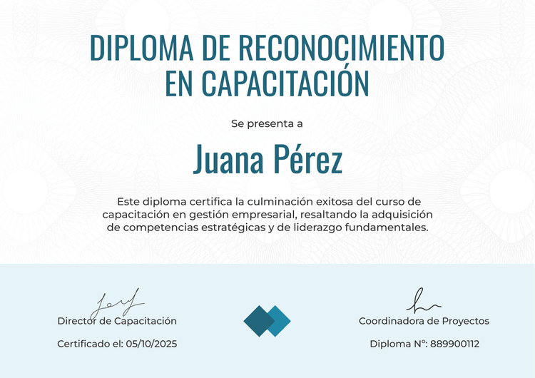 Plantilla diploma profesional y básica en azul Plantilla diploma profesional y básica en azul