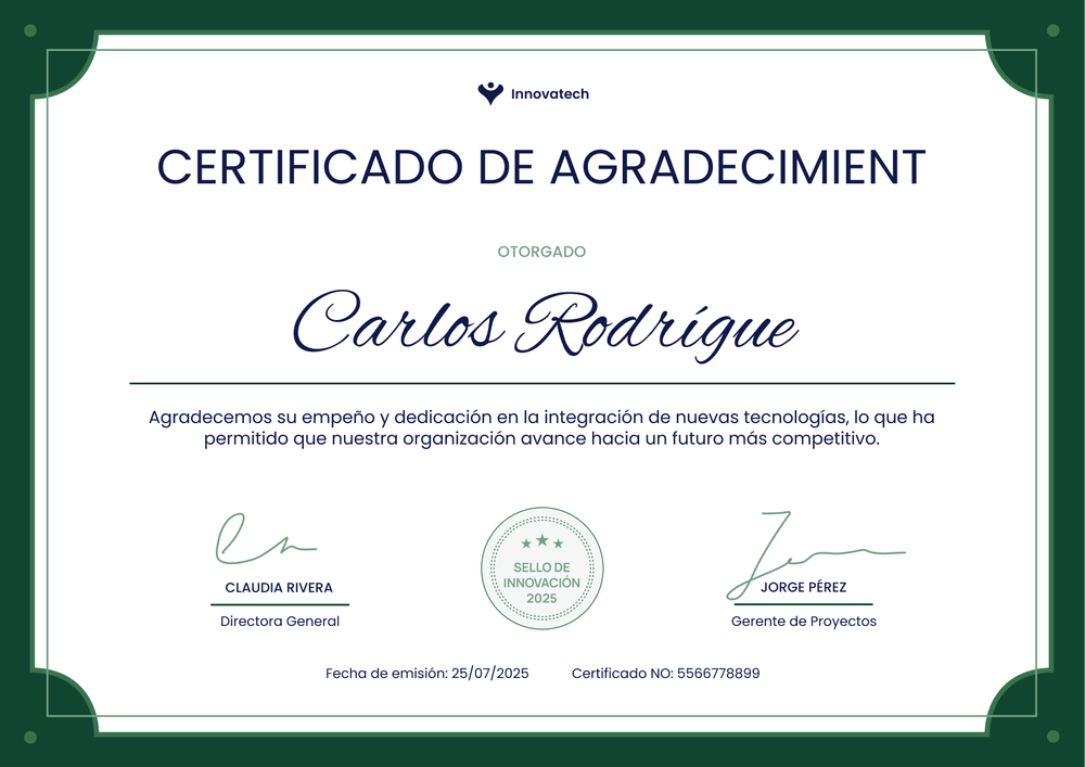 Certificado de agradecimiento corporativo y profesional – Horizontal Certificado de agradecimiento corporativo y profesional – Horizontal