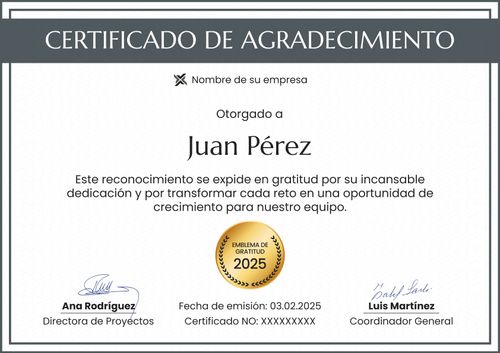 Certificado de agradecimiento minimalista y refinado – Horizontal Certificado de agradecimiento minimalista y refinado – Horizontal