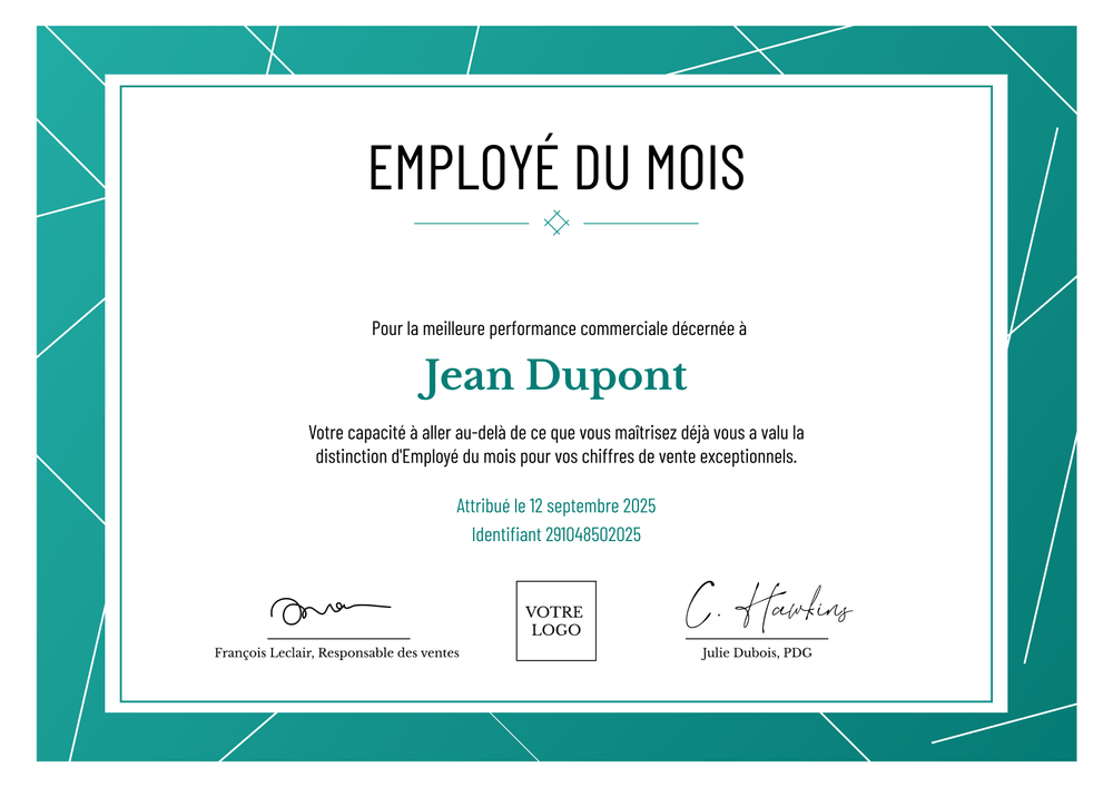 Modèle de certificat employé du mois professionnel et raffiné – Paysage Modèle de certificat employé du mois professionnel et raffiné – Paysage