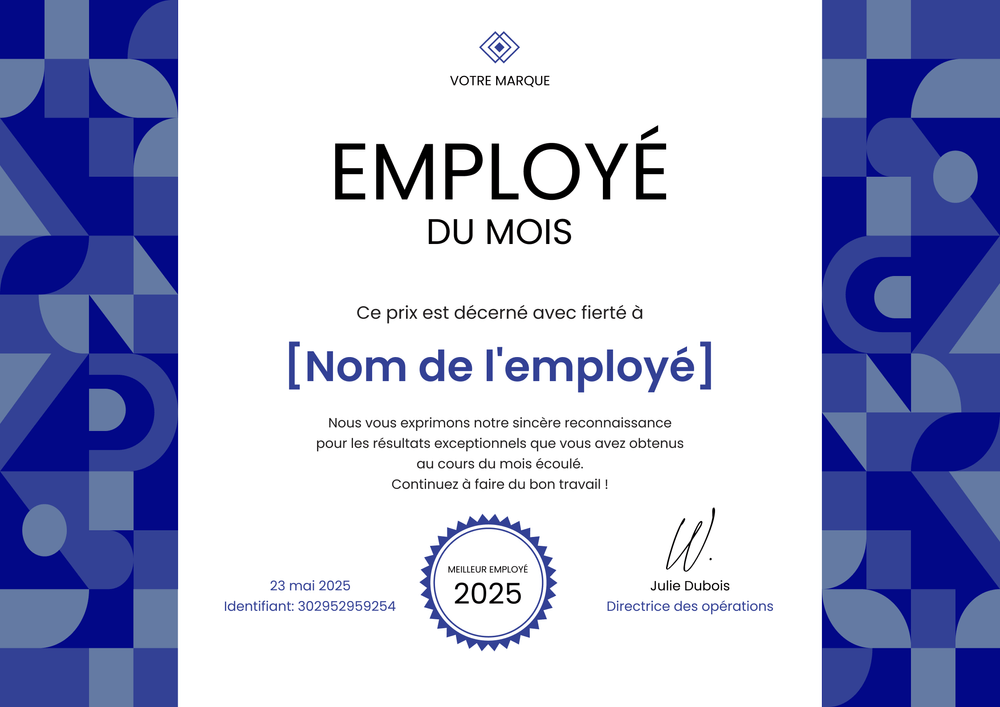 Modèle de certificat employé du mois simple et efficace – Paysage Modèle de certificat employé du mois simple et efficace – Paysage