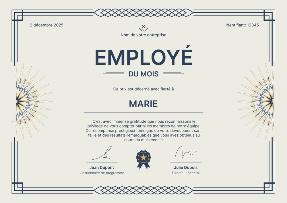 Modèle de certificat employé du mois moderne et sophistiqué – Paysage Modèle de certificat employé du mois moderne et sophistiqué – Paysage
