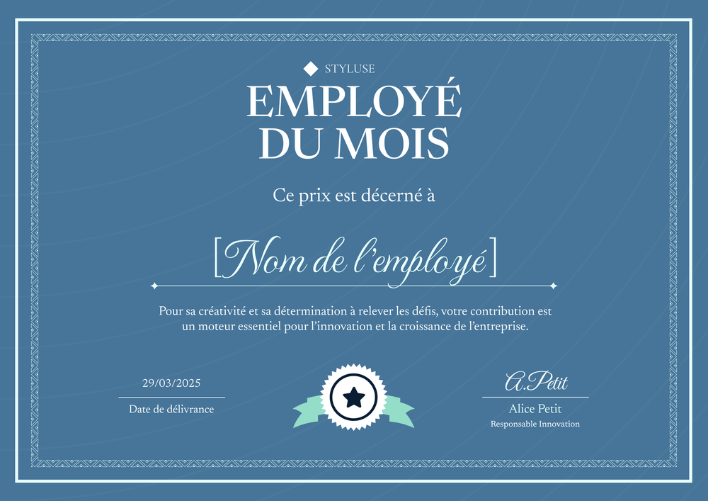 Certificat employé du mois formel et traditionnel – Paysage Certificat employé du mois formel et traditionnel – Paysage