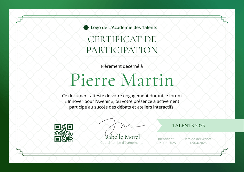 Modèle certificat de participation moderne pour entreprise – Paysage Modèle certificat de participation moderne pour entreprise – Paysage
