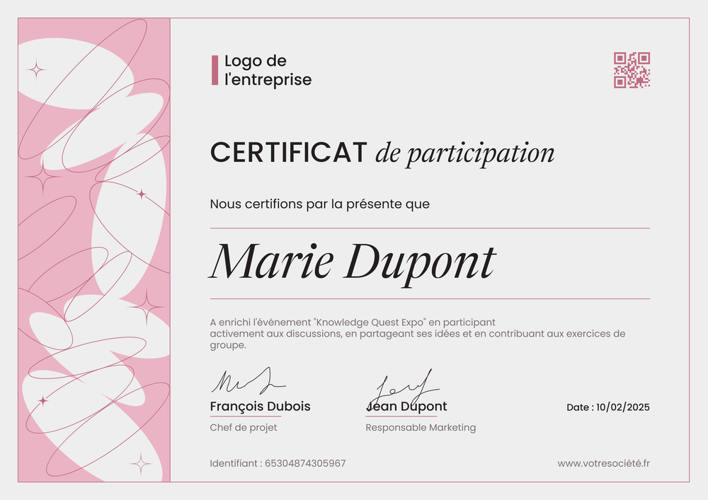 Modèle certificat de participation moderne et stylisé – Paysage Modèle certificat de participation moderne et stylisé – Paysage