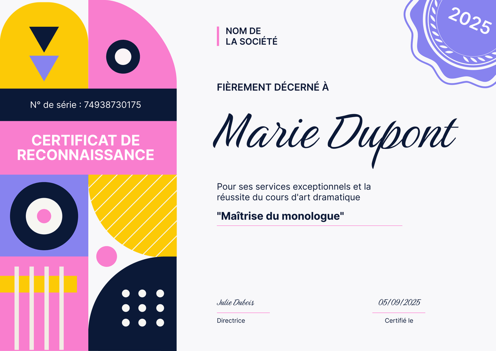 Modèle de certificat de reconnaissance moderne et dynamique – Paysage Modèle de certificat de reconnaissance moderne et dynamique – Paysage