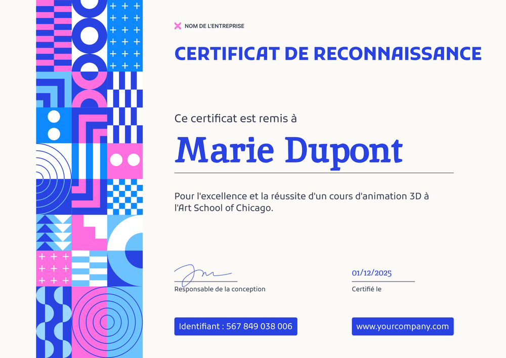 Modèle de certificat de reconnaissance moderne et structuré – Paysage Modèle de certificat de reconnaissance moderne et structuré – Paysage