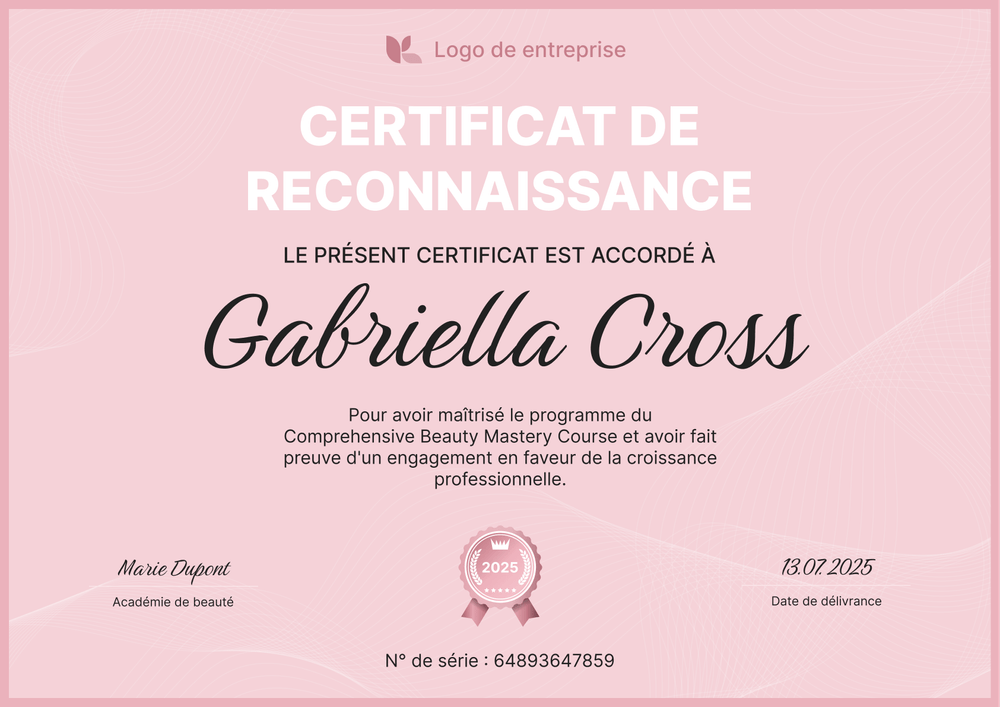 Modèle de certificat de reconnaissance simple et épuré – Paysage Modèle de certificat de reconnaissance simple et épuré – Paysage