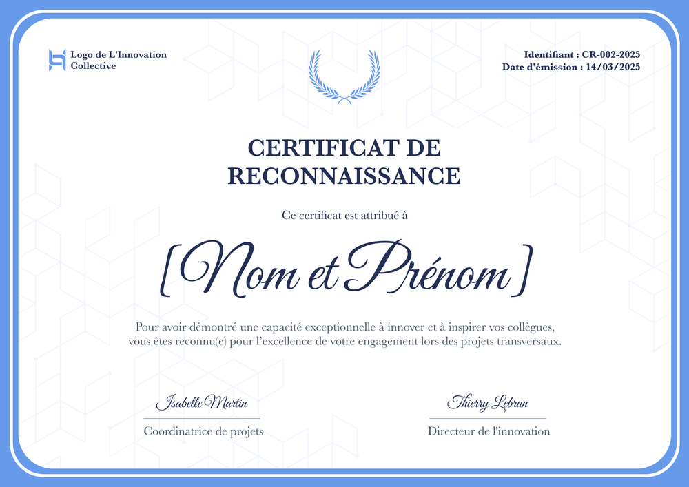 Modèle de certificat de reconnaissance minimaliste et clair – Paysage Modèle de certificat de reconnaissance minimaliste et clair – Paysage