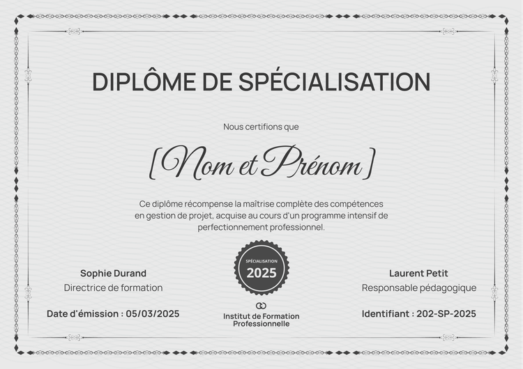 Modèle de diplôme de participation formel et minimaliste Modèle de diplôme de participation formel et minimaliste