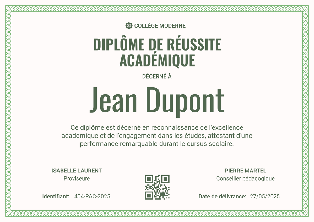 Modèle diplome formel et encadré – Paysage Modèle diplome formel et encadré – Paysage