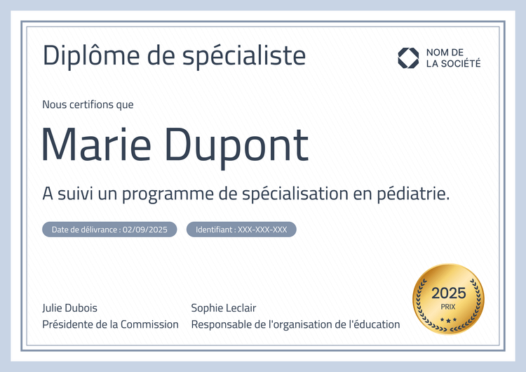 Modèle de diplôme professionnel et épuré Modèle de diplôme professionnel et épuré
