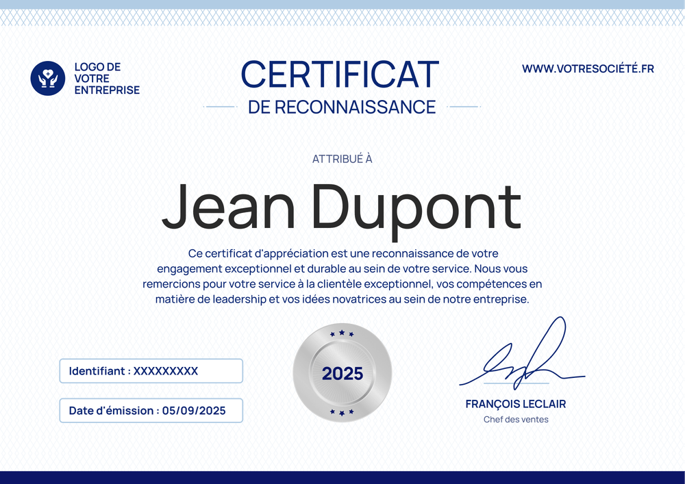 Modèle de certificat d’appréciation modifiable et professionnel – Paysage Modèle de certificat d’appréciation modifiable et professionnel – Paysage