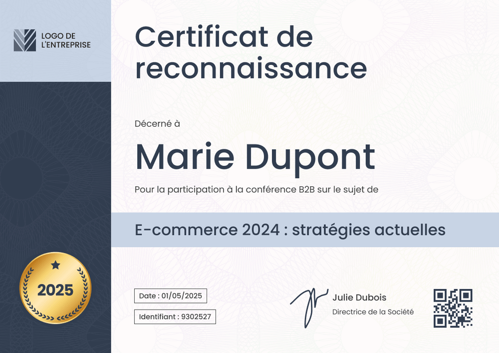 Certificat d'appréciation clair et professionnel – Paysage Certificat d'appréciation clair et professionnel – Paysage