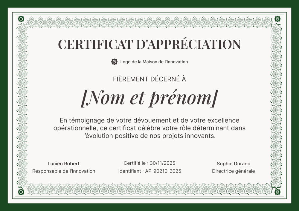 Délivrez un certificat d'appréciation raffiné – Paysage Délivrez un certificat d'appréciation raffiné – Paysage