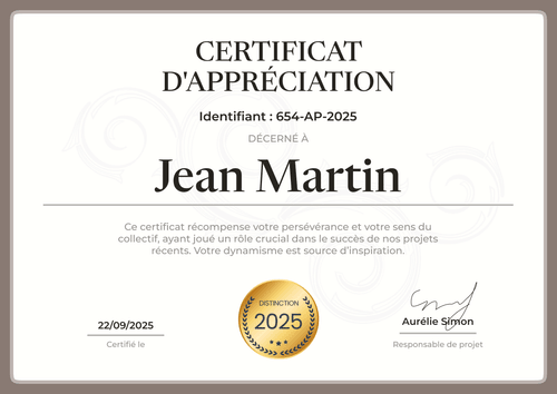 Certificat d'appréciation classique et chaleureux – Paysage Certificat d'appréciation classique et chaleureux – Paysage