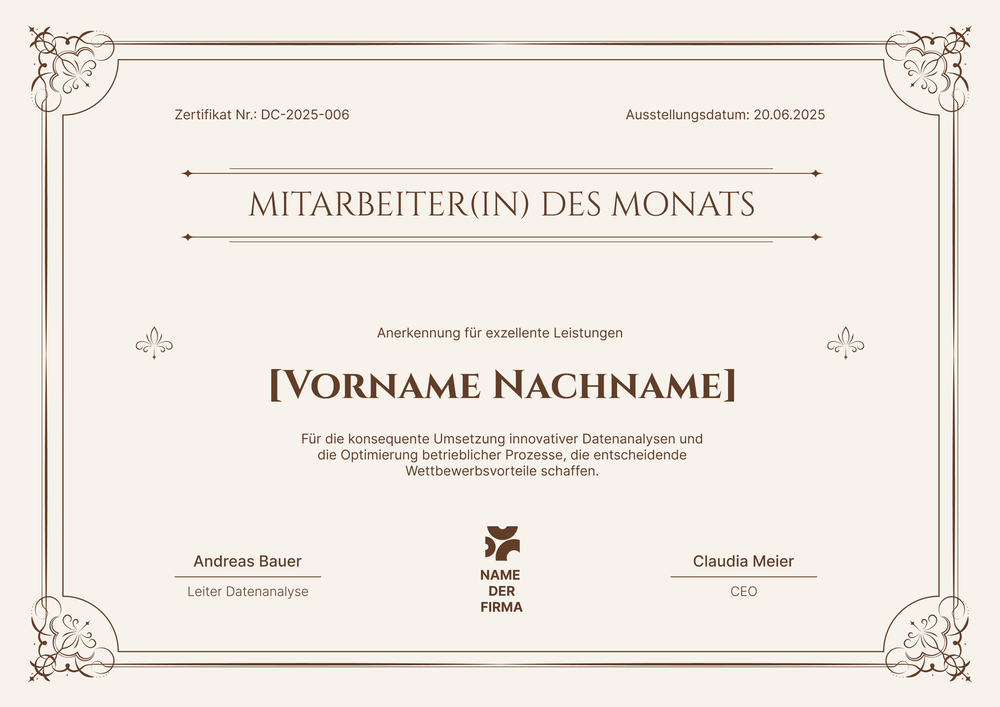 Formelle Mitarbeiter des Monats Vorlage – Querformat Formelle Mitarbeiter des Monats Vorlage – Querformat