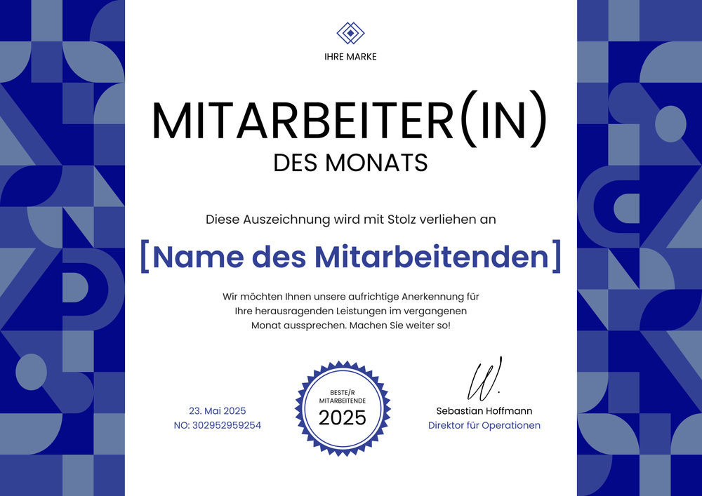 Benutzerfreundliche Mitarbeiter des Monats Vorlage – Querformat Benutzerfreundliche Mitarbeiter des Monats Vorlage – Querformat