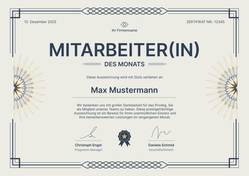 Stilvolle Mitarbeiter des Monats Vorlage – Querformat Stilvolle Mitarbeiter des Monats Vorlage – Querformat