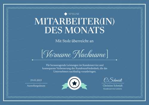 Traditionelle Mitarbeiter des Monats Vorlage – Querformat Traditionelle Mitarbeiter des Monats Vorlage – Querformat