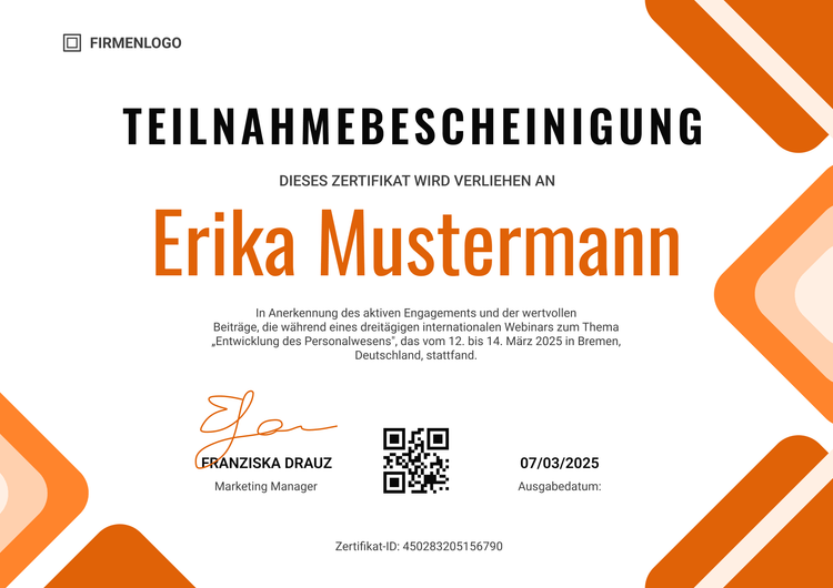 Moderne dynamische Teilnahmebescheinigung Vorlage Moderne dynamische Teilnahmebescheinigung Vorlage