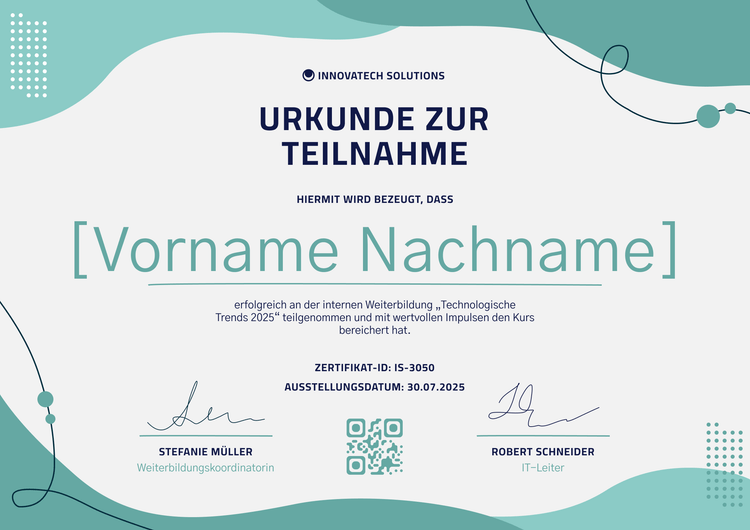 Moderne frische Teilnahmebescheinigung Vorlage Moderne frische Teilnahmebescheinigung Vorlage