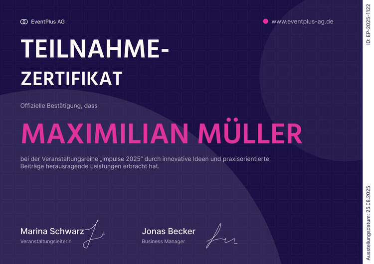 Professionelle elegante Teilnahmebescheinigung Vorlage Professionelle elegante Teilnahmebescheinigung Vorlage
