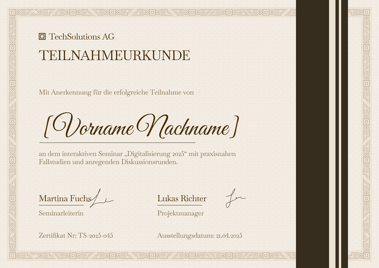 Professionelle seriöse Teilnahmebescheinigung Vorlage Professionelle seriöse Teilnahmebescheinigung Vorlage