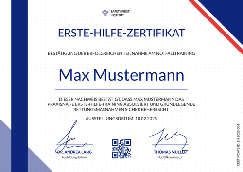 Professionelle Erste Hilfe Zertifikat Vorlage kostenlos bearbeiten - Querformat Professionelle Erste Hilfe Zertifikat Vorlage kostenlos bearbeiten - Querformat