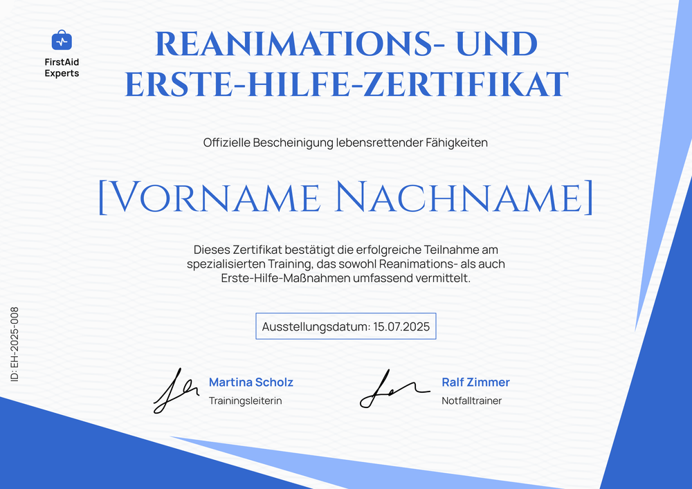 Elegantes Erste Hilfe Zertifikat – Querformat Elegantes Erste Hilfe Zertifikat – Querformat