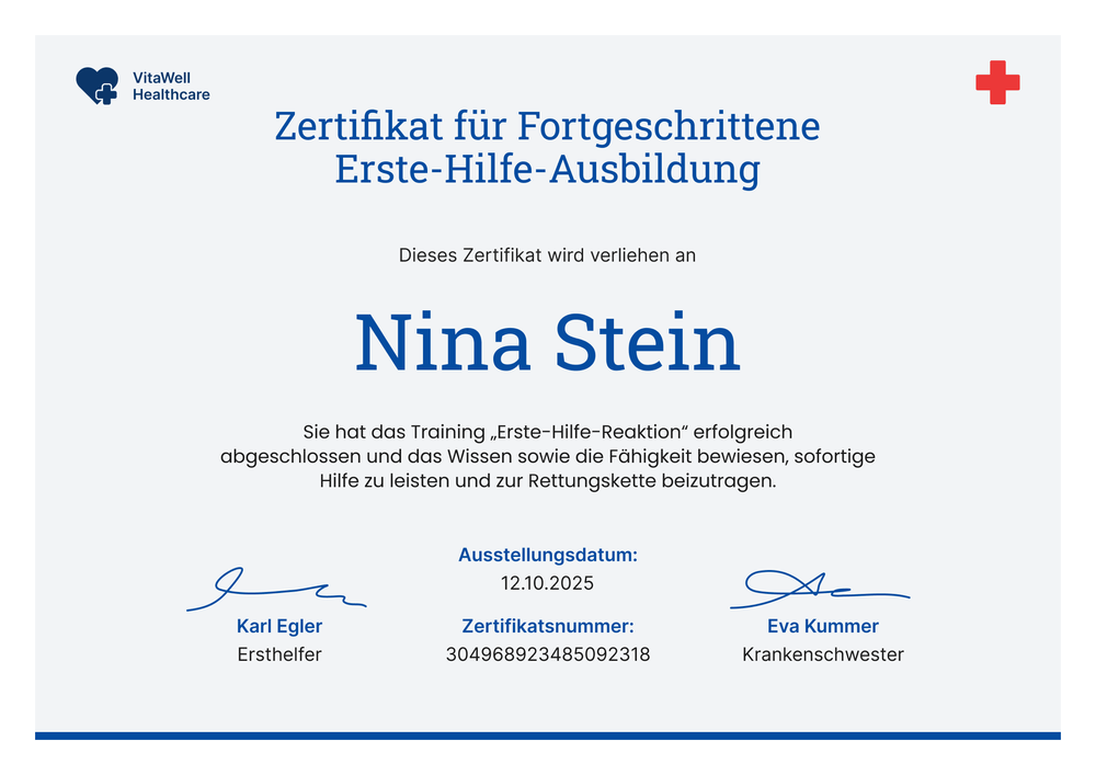 Expert Erste Hilfe Zertifikat – Querformat Expert Erste Hilfe Zertifikat – Querformat