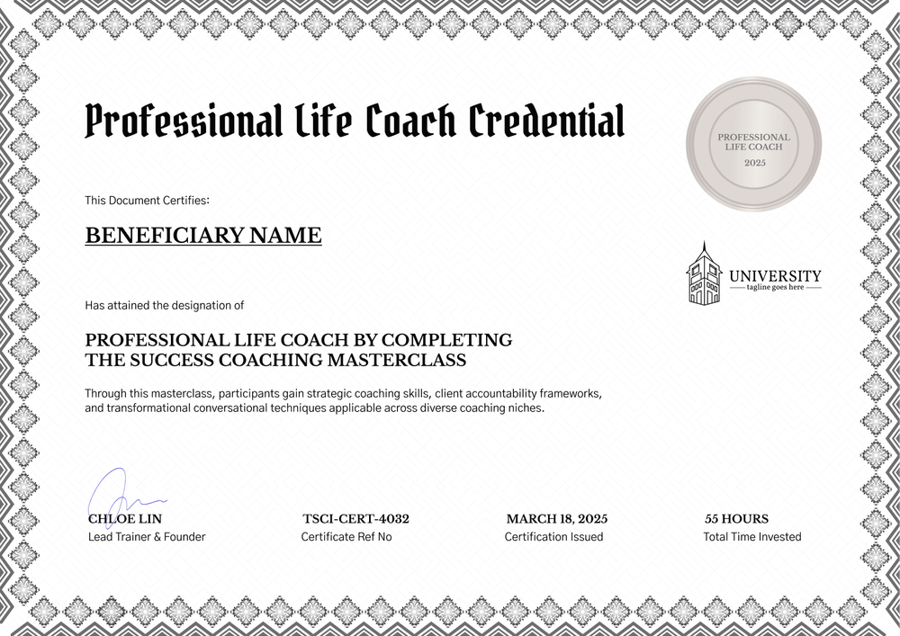 Editable Life Coaching Certificate Template - Landscape Editable Life Coaching Certificate Template - Landscape