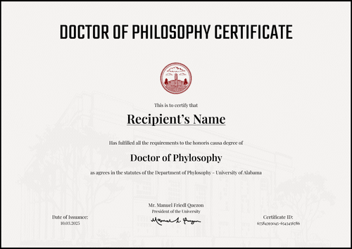 Customizable PhD Certificate Template – Landscape Customizable PhD Certificate Template – Landscape