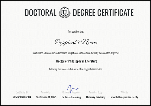 Editable PhD Certificate Template – Landscape Editable PhD Certificate Template – Landscape
