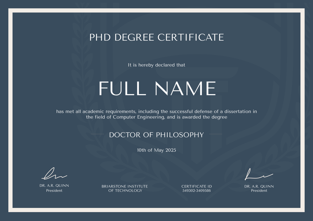 Free PhD Certificate Template – Landscape Free PhD Certificate Template – Landscape