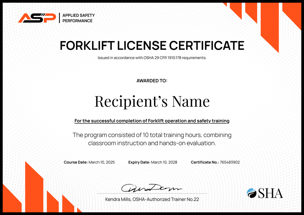 Editable Forklift License Certificate Template - Landscape Editable Forklift License Certificate Template - Landscape