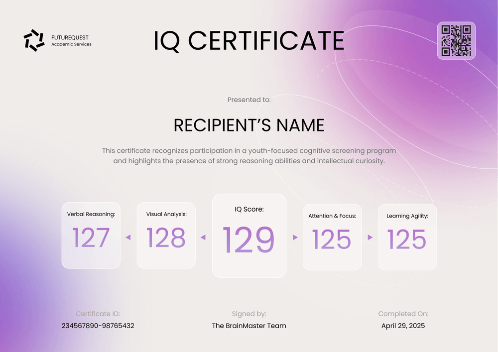 Free Modern IQ Certificate Template – Landscape Free Modern IQ Certificate Template – Landscape