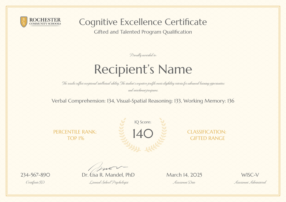Traditional IQ Test Certificate Template – Landscape Traditional IQ Test Certificate Template – Landscape