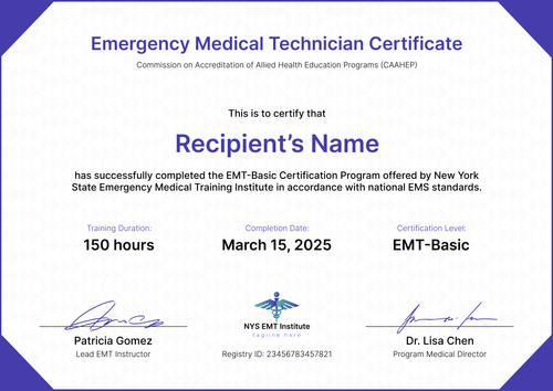 Download Free EMT Certificate Template in Word – Landscape Download Free EMT Certificate Template in Word – Landscape