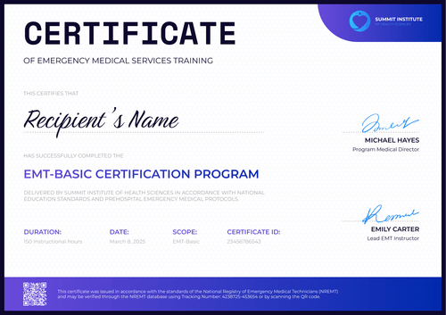 Free Impactful EMT Certificate Template – Landscape Free Impactful EMT Certificate Template – Landscape