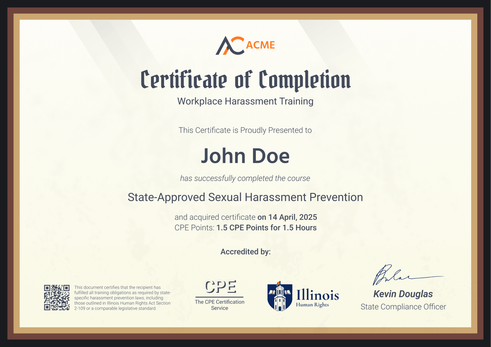 Free Sexual Harassment Training Certificate Template – Landscape Free Sexual Harassment Training Certificate Template – Landscape