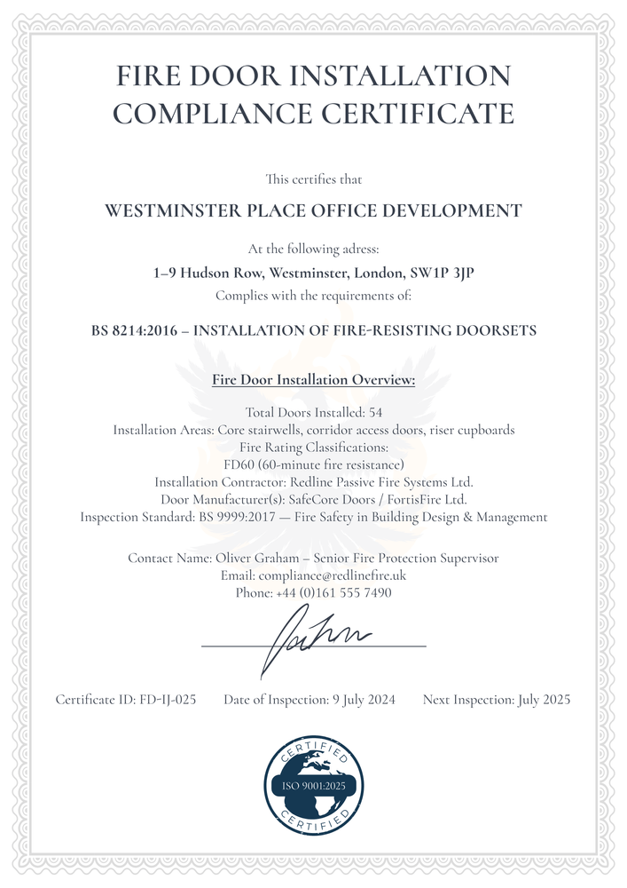 Classic Fire Door Installation Certificate Template – Portrait Classic Fire Door Installation Certificate Template – Portrait